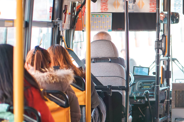 Inside a city bus