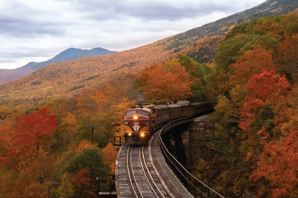 Train on Mountain Side