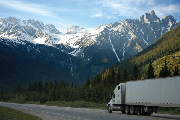 Transport Truck in the Mountains